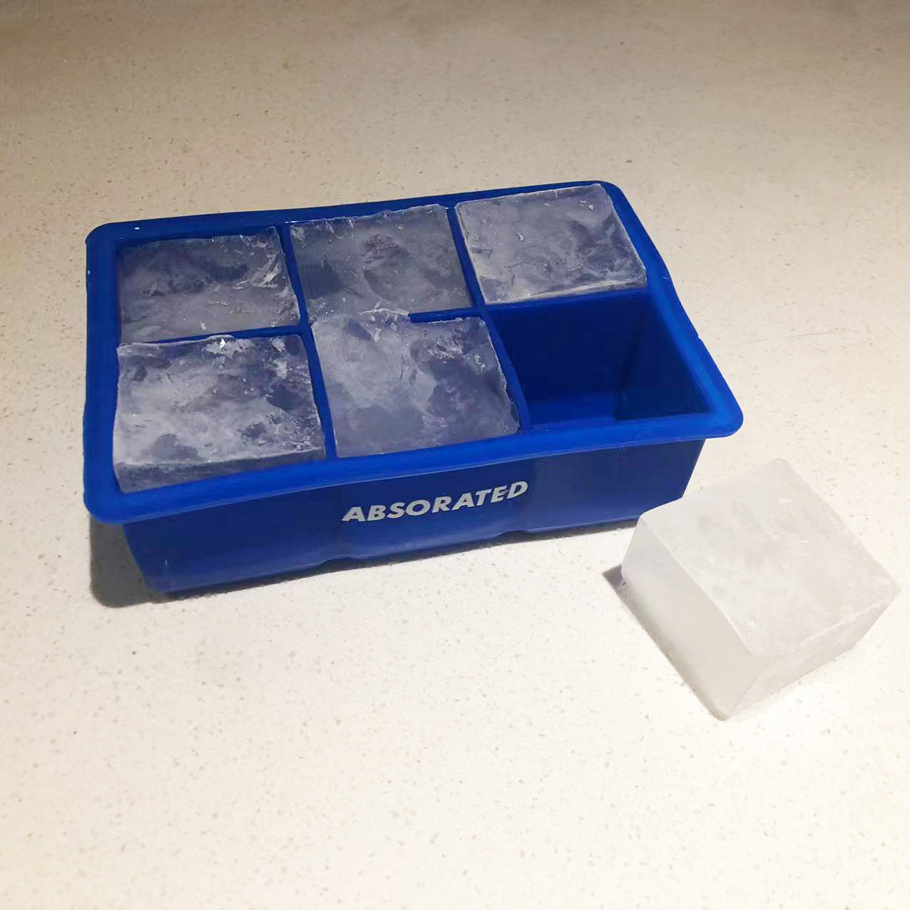 ABSORATED Large Cube Silicone Ice Tray, Giant 2 Inch Ice Cubes, Blue –  IKENSHI BUDOGU